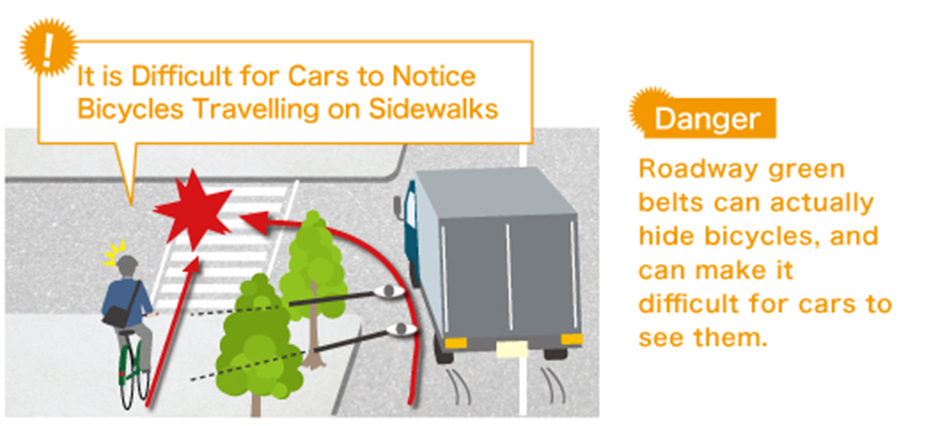 歩道を通る自転車は車から認知されにくい