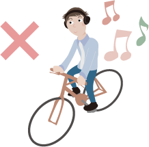 ヘッドホン等を使用しない! イラスト