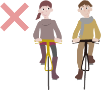 横に並んで走らない! イラスト