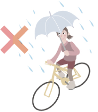 傘さし運転はしない! イラスト